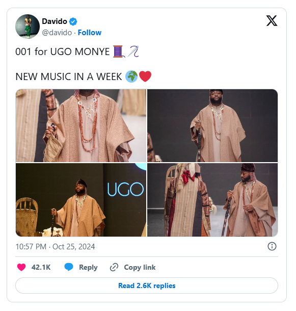 <font color=#ff0000>Afrobeats 超级巨星 Davido 在拉各斯时装周上大放异彩</font>